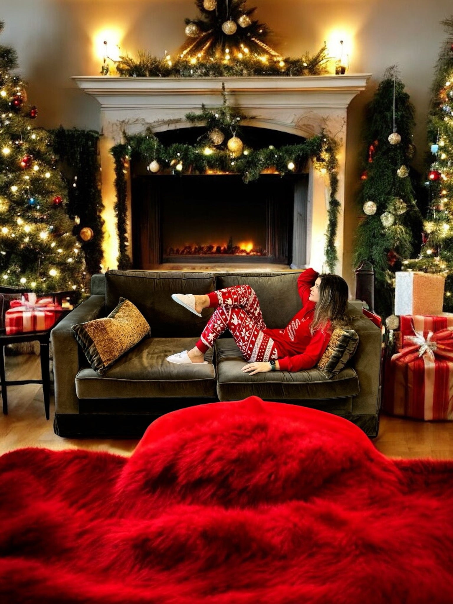 Red Family Matching Christmas Pyjamas set