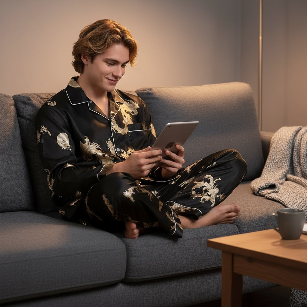 Luxury Mens Dragon Style Pyjamas