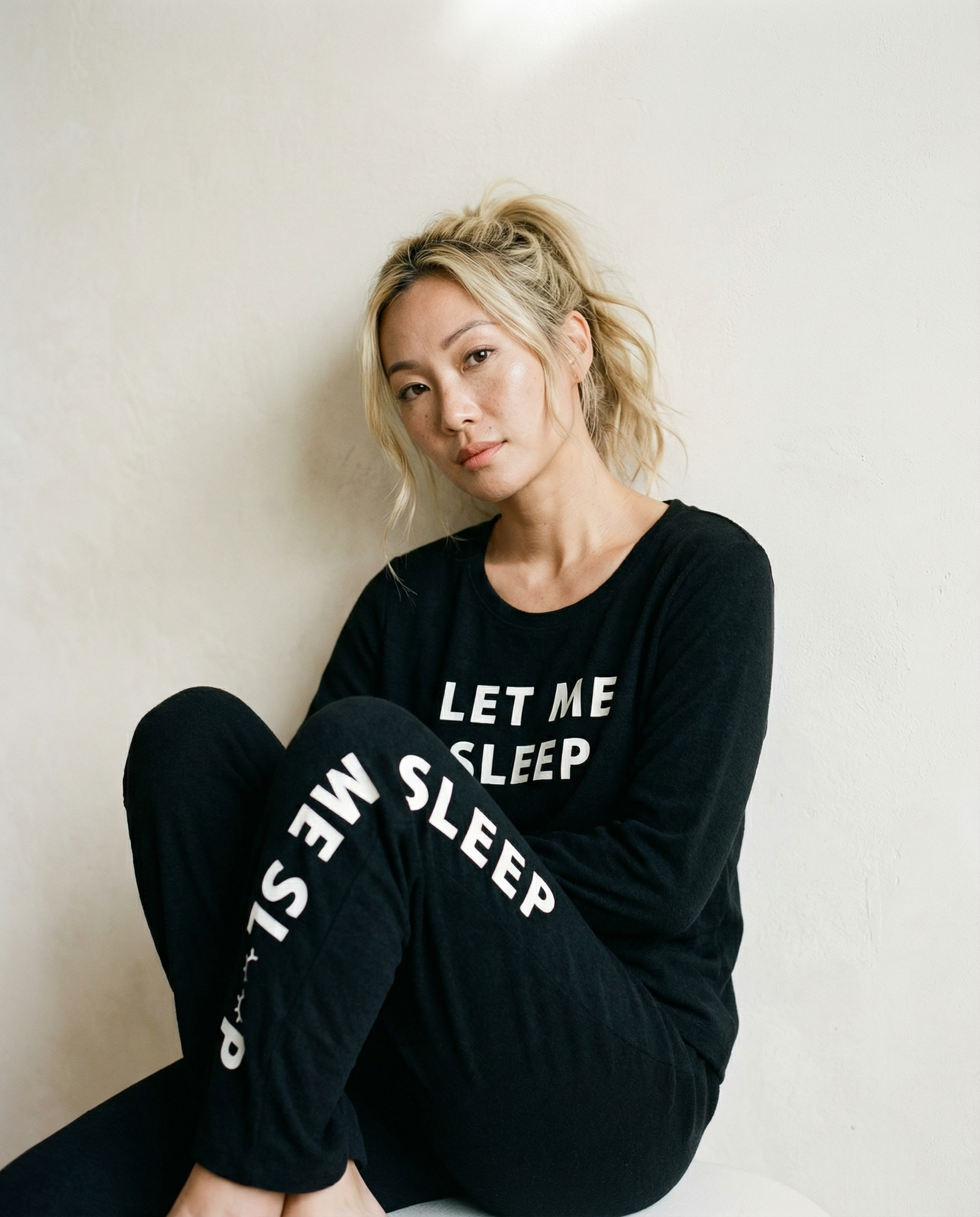 "Let Me Sleep" Long Sleeve Print Pyjamas