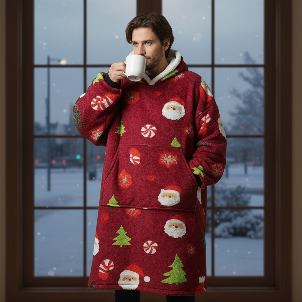 Christmas Super Long Flannel Blanket Hoodies