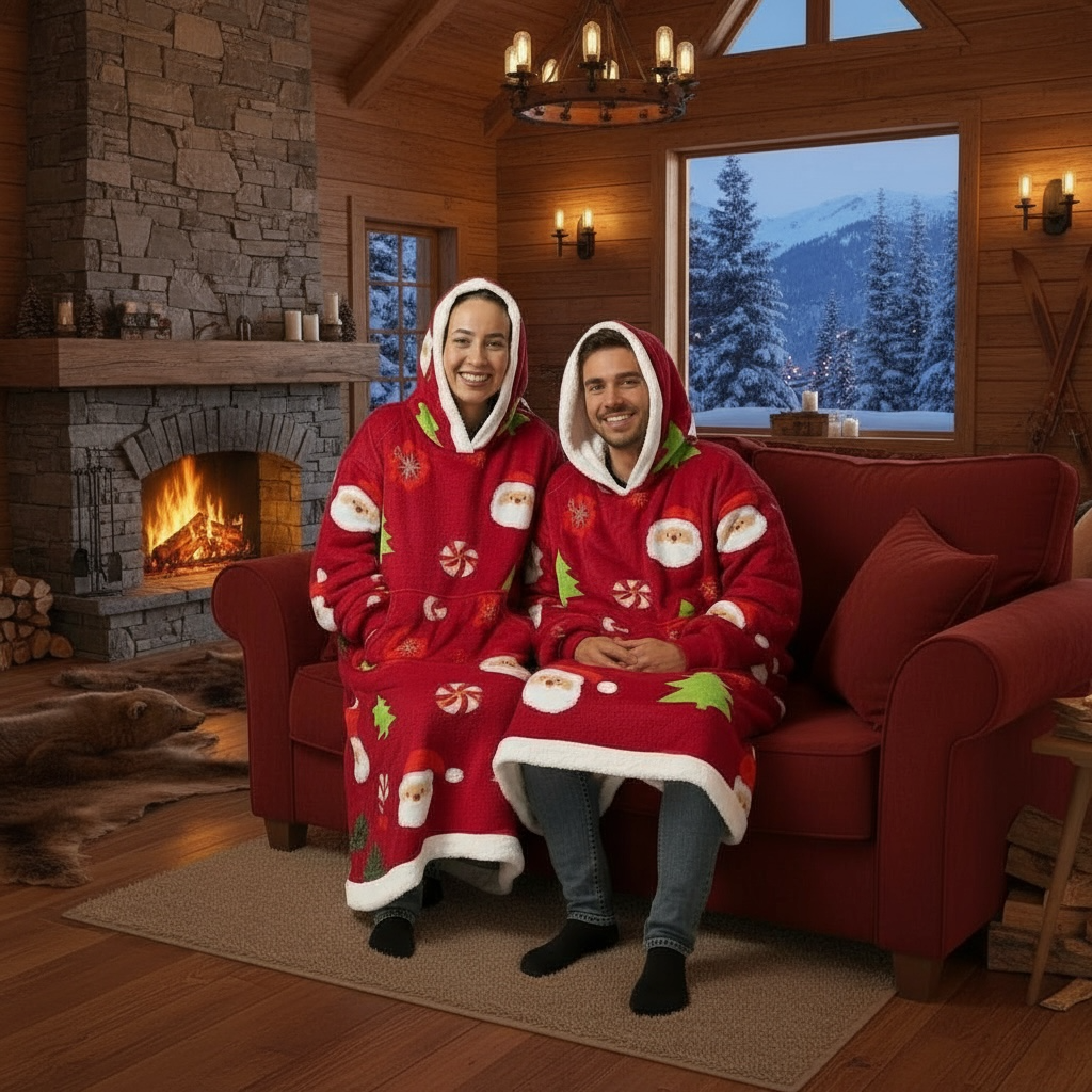 Christmas Super Long Flannel Blanket Hoodies