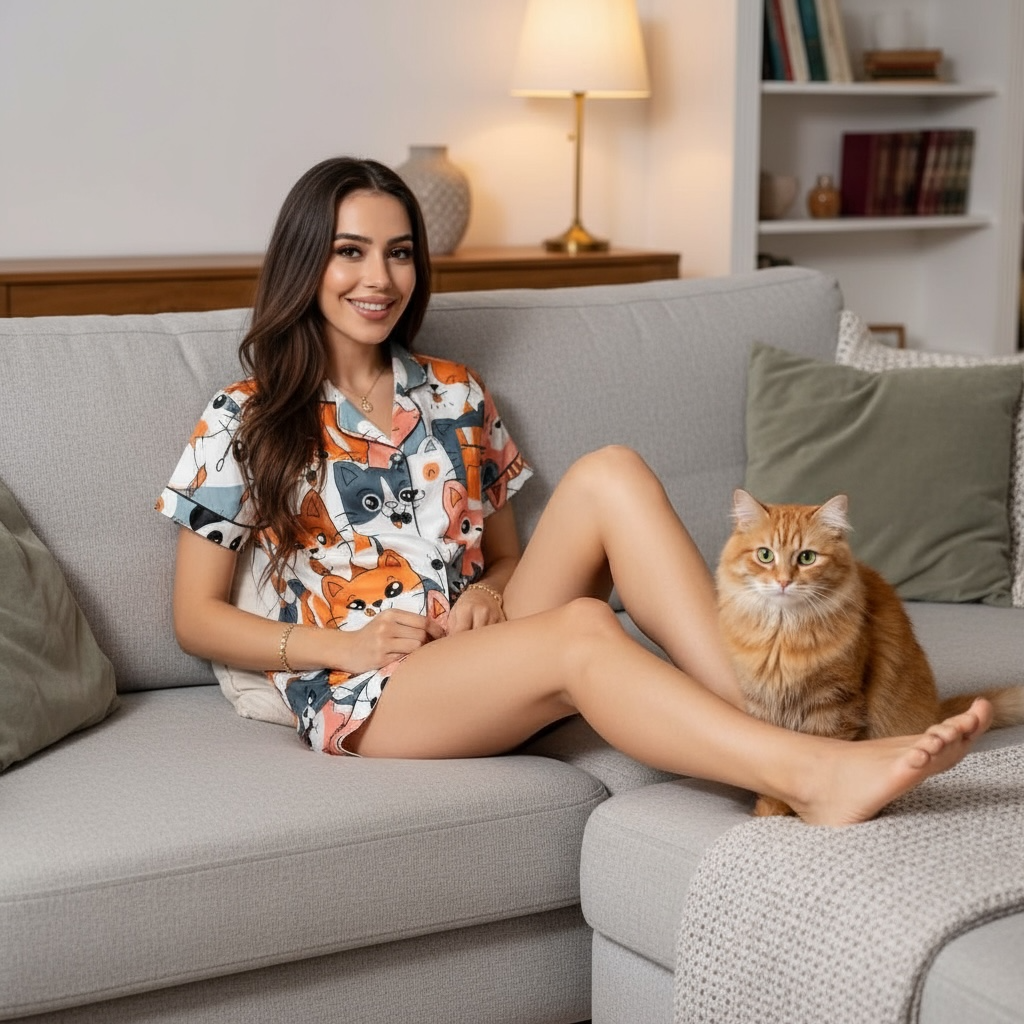 Kitten Patterned Pyjamas set