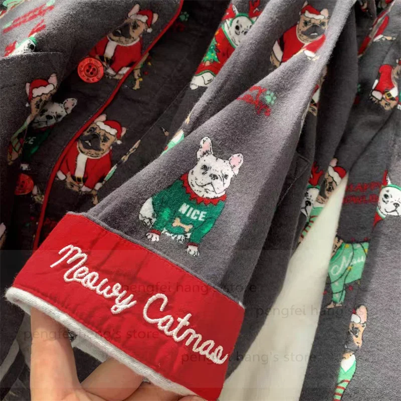 Premium Womans Luxury Brushed Cotton pyjamas set - Christmas Dogs