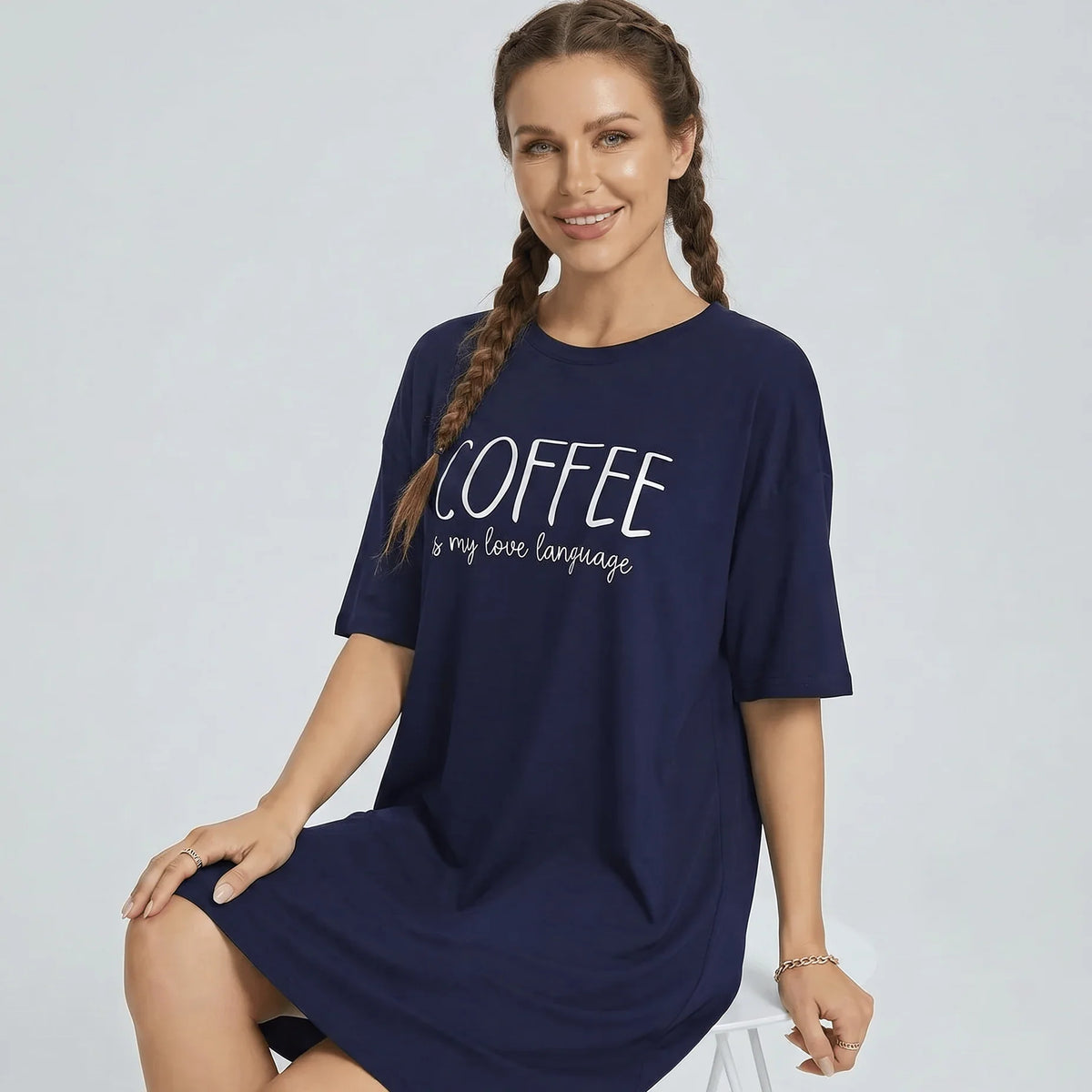 Night Owl Pyjamas Slow Coffee Morning Women's Nightdress Women’s Coffee Slogan Nightdress | Night Owl