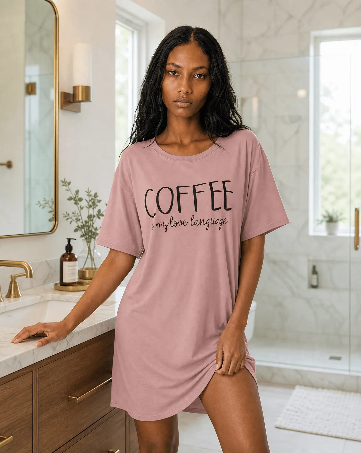 Night Owl Pyjamas Slow Coffee Morning Women's Nightdress Women’s Coffee Slogan Nightdress | Night Owl