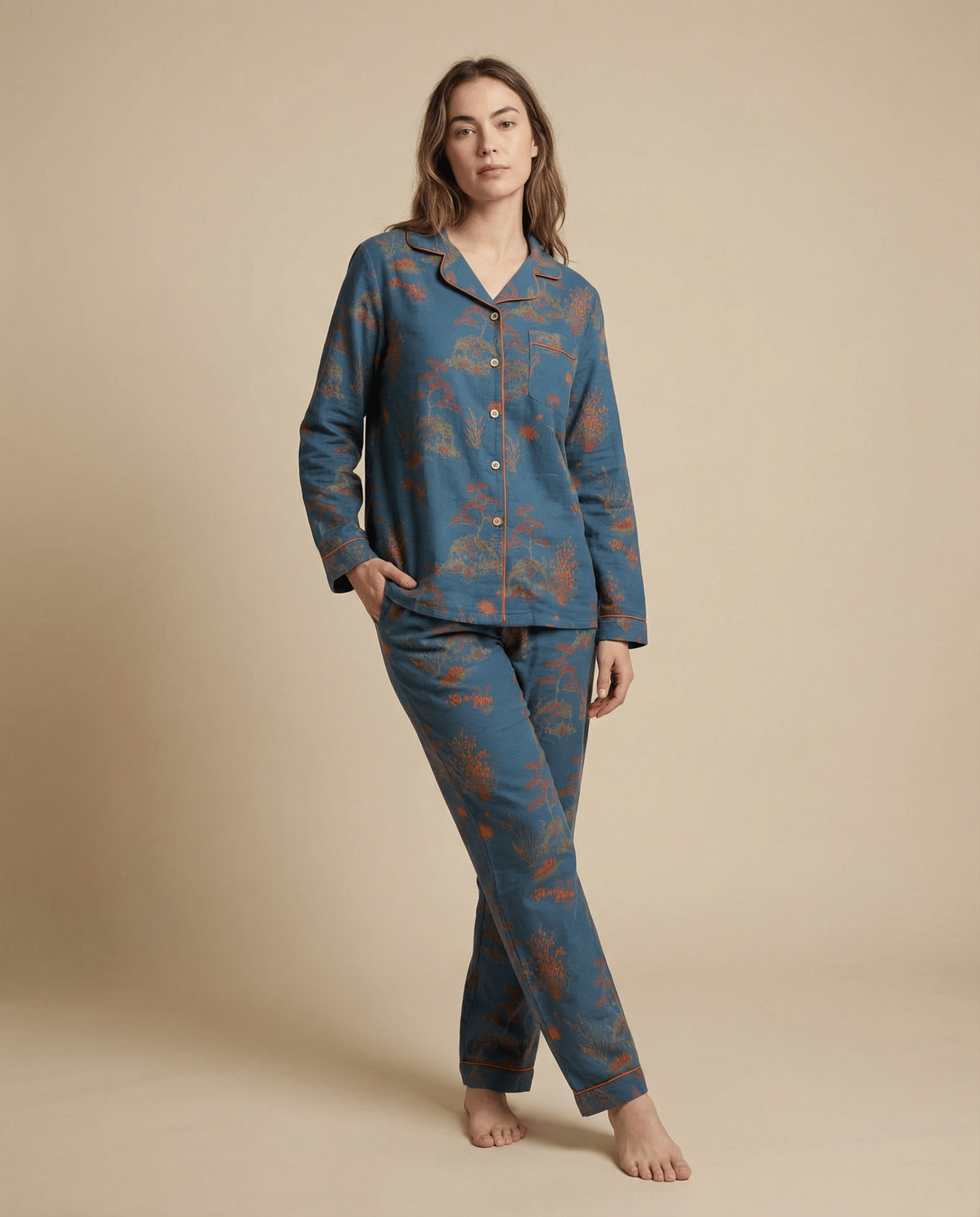 Night Owl Pyjamas The Lazy Girl Oriental Bloom 100% Soft Cotton Pyjama Set The Lazy Girl Oriental Bloom 100% Soft Cotton Pyjama Set