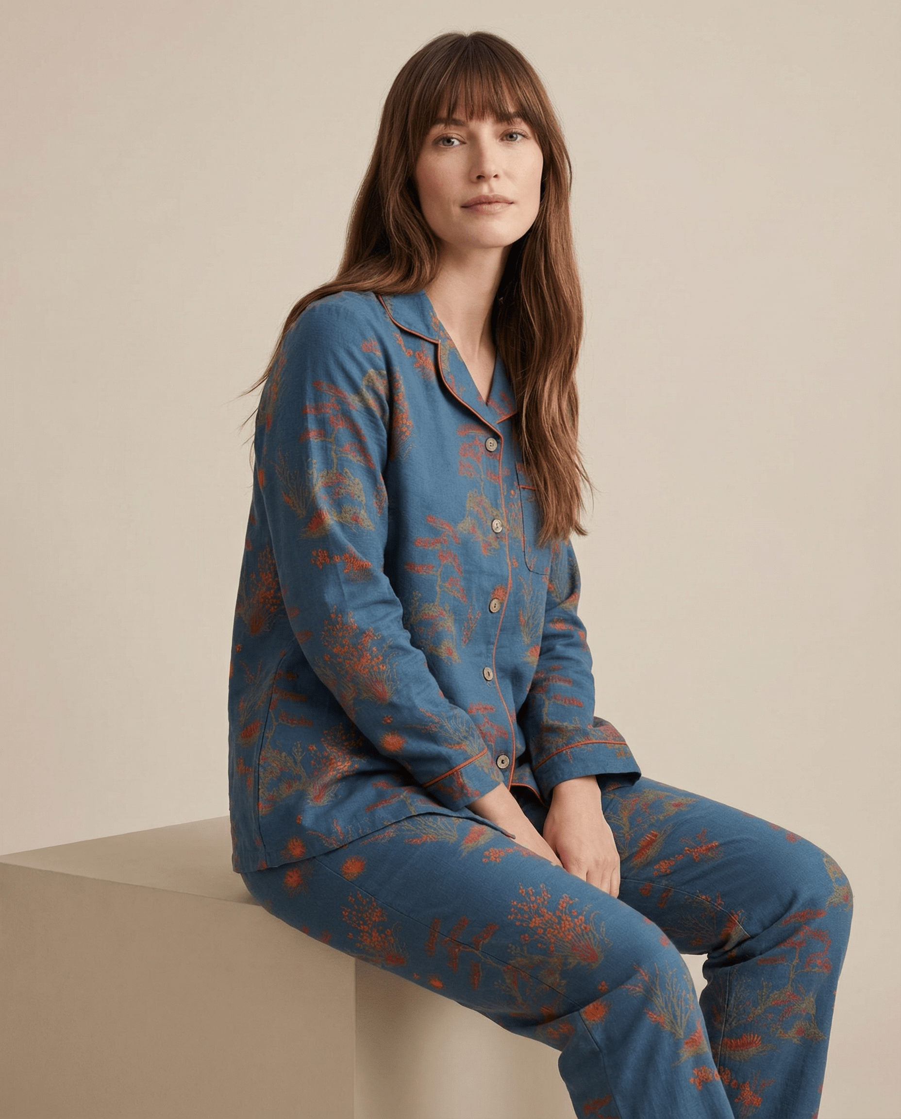 Night Owl Pyjamas The Lazy Girl Oriental Bloom 100% Soft Cotton Pyjama Set The Lazy Girl Oriental Bloom 100% Soft Cotton Pyjama Set