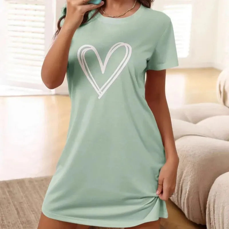 Night Owl Pyjamas The No Plans Tonight "Love Heart" Cooling Nightdress The No Plans Tonight "Love Heart" Cooling Nightdress