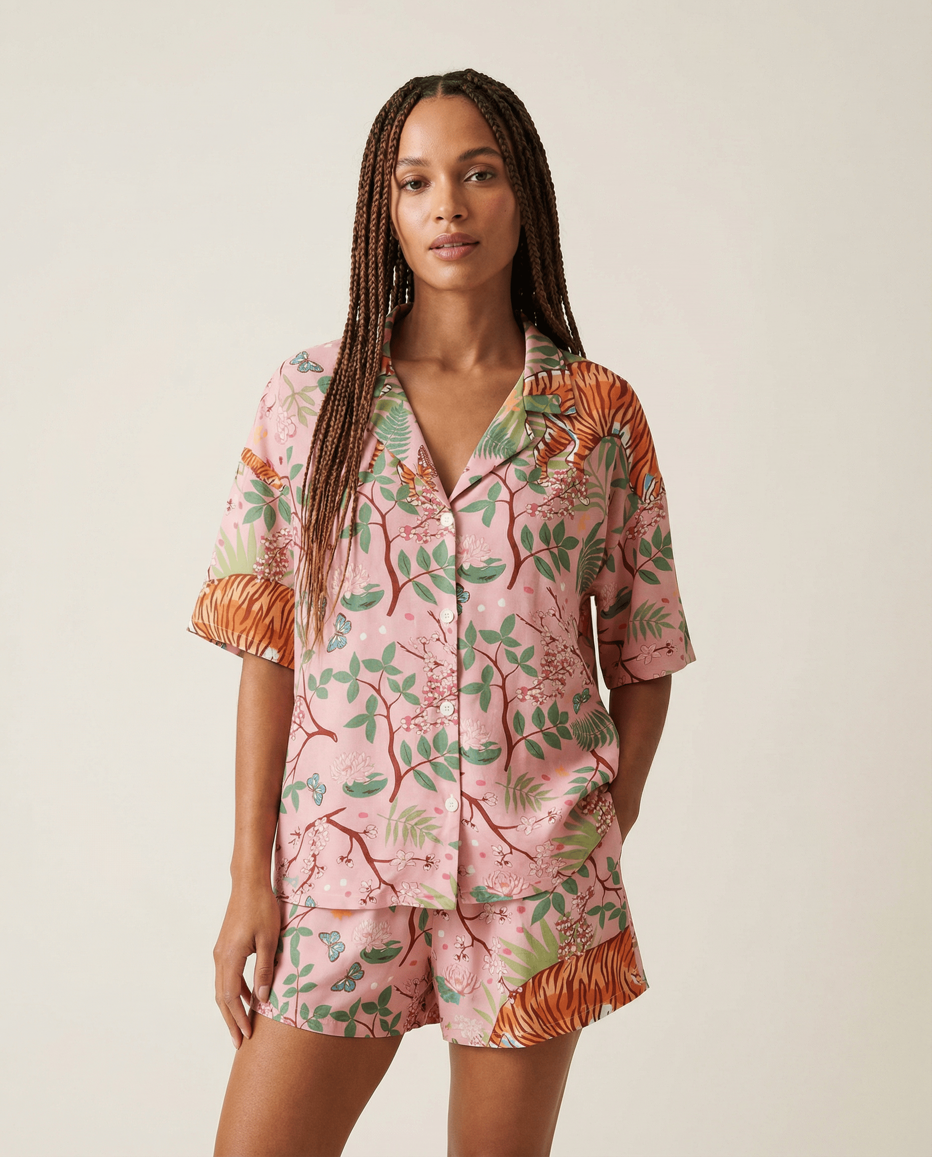 Night Owl Pyjamas The Soft Girl Wild Tiger Cotton Pyjama Set The Soft Girl Wild Tiger Cotton Pyjama Set