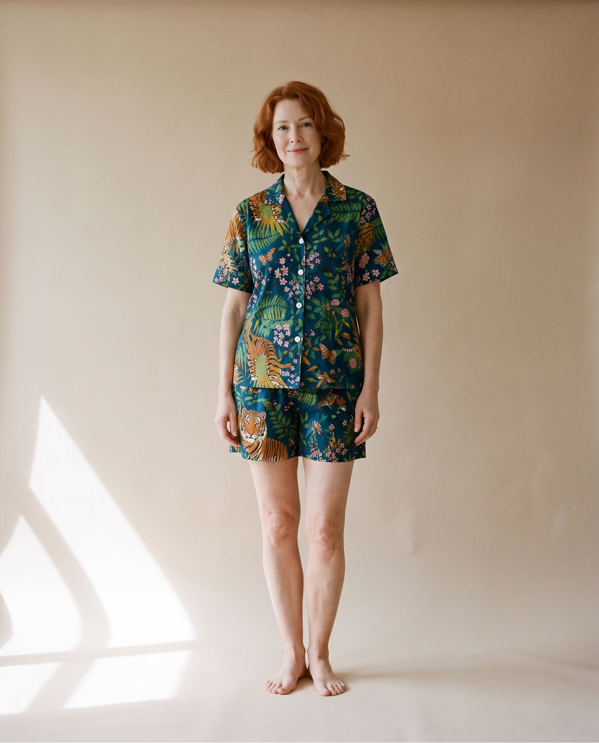 Wild Tiger women’s 100% viscose short pyjamas in Blue, front view