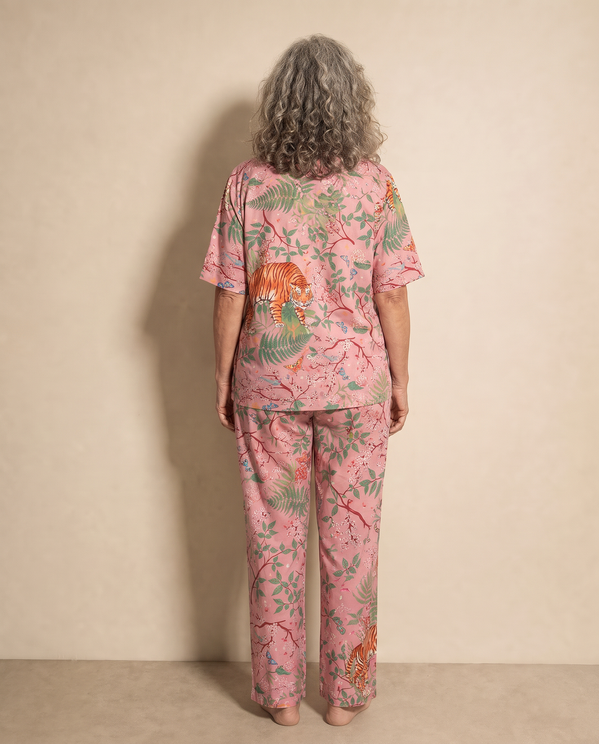 Wild Tiger women’s 100% viscose long pyjama set, back view