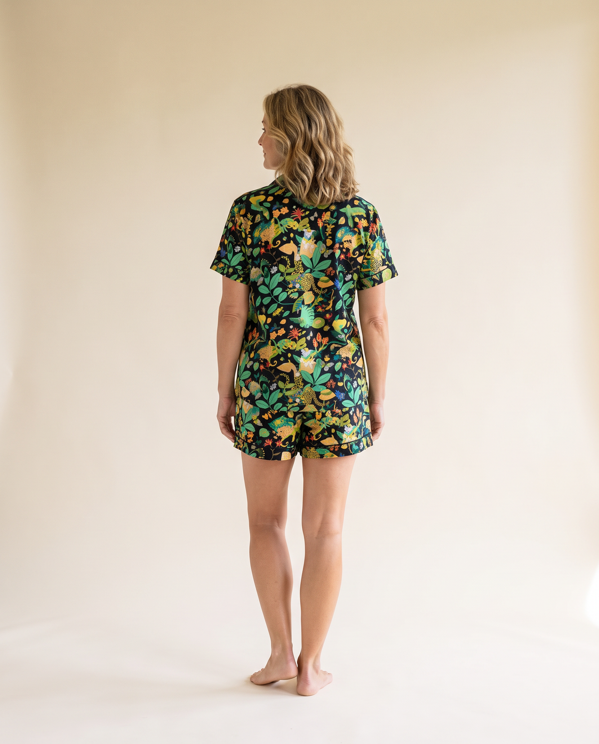 Jungle Leopard women’s 100% viscose short pyjamas, back view