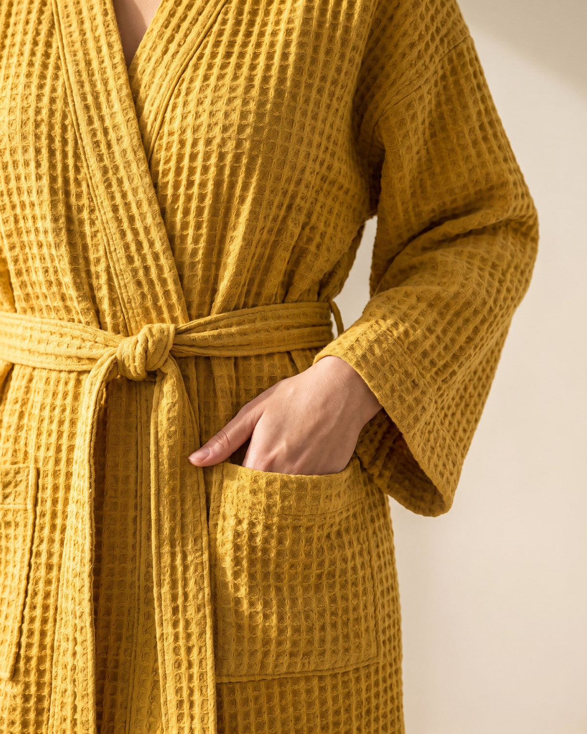 Sunday Waffle Cotton Hotel Robe, close-up detail