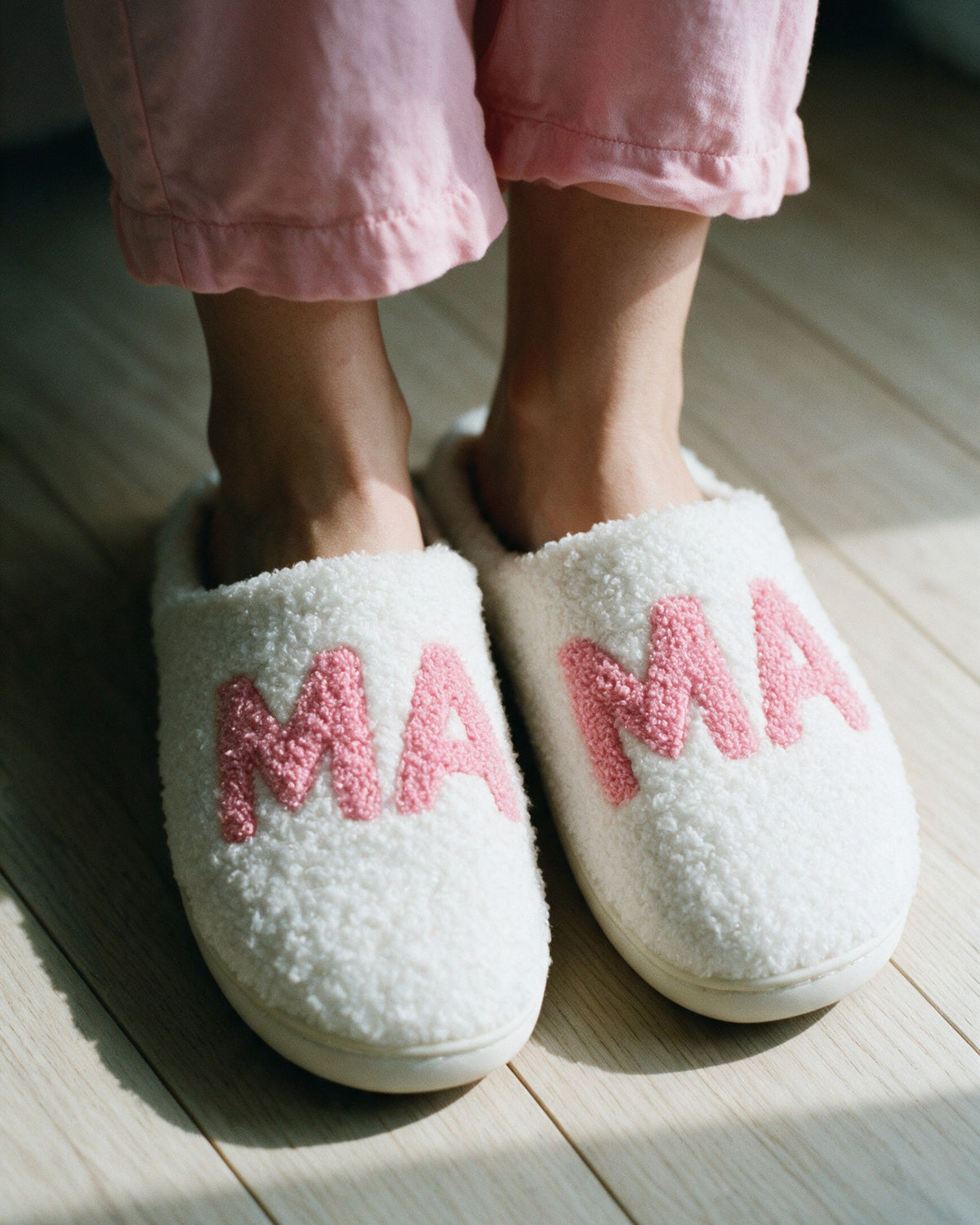 Super Mama Sherpa Slippers for Mum, worn