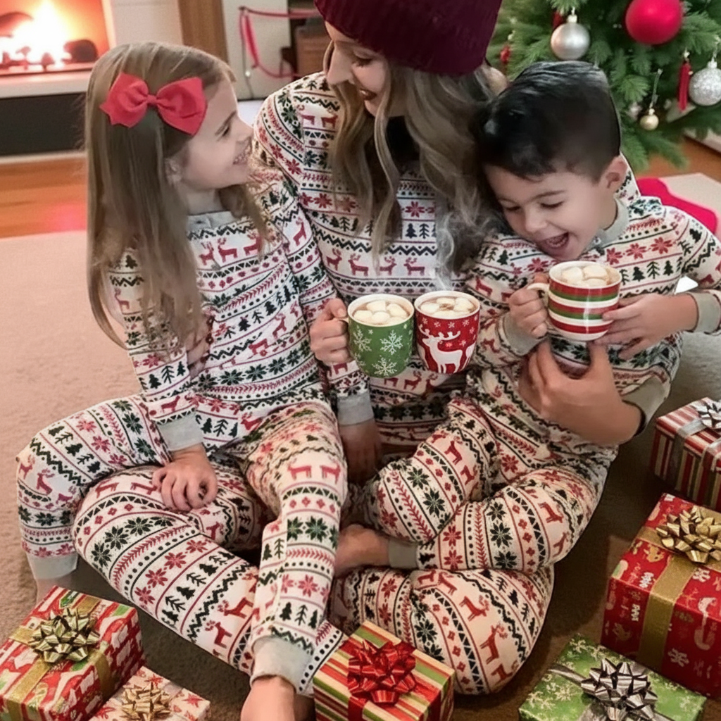 White Nordic Style Christmas Pyjamas Set