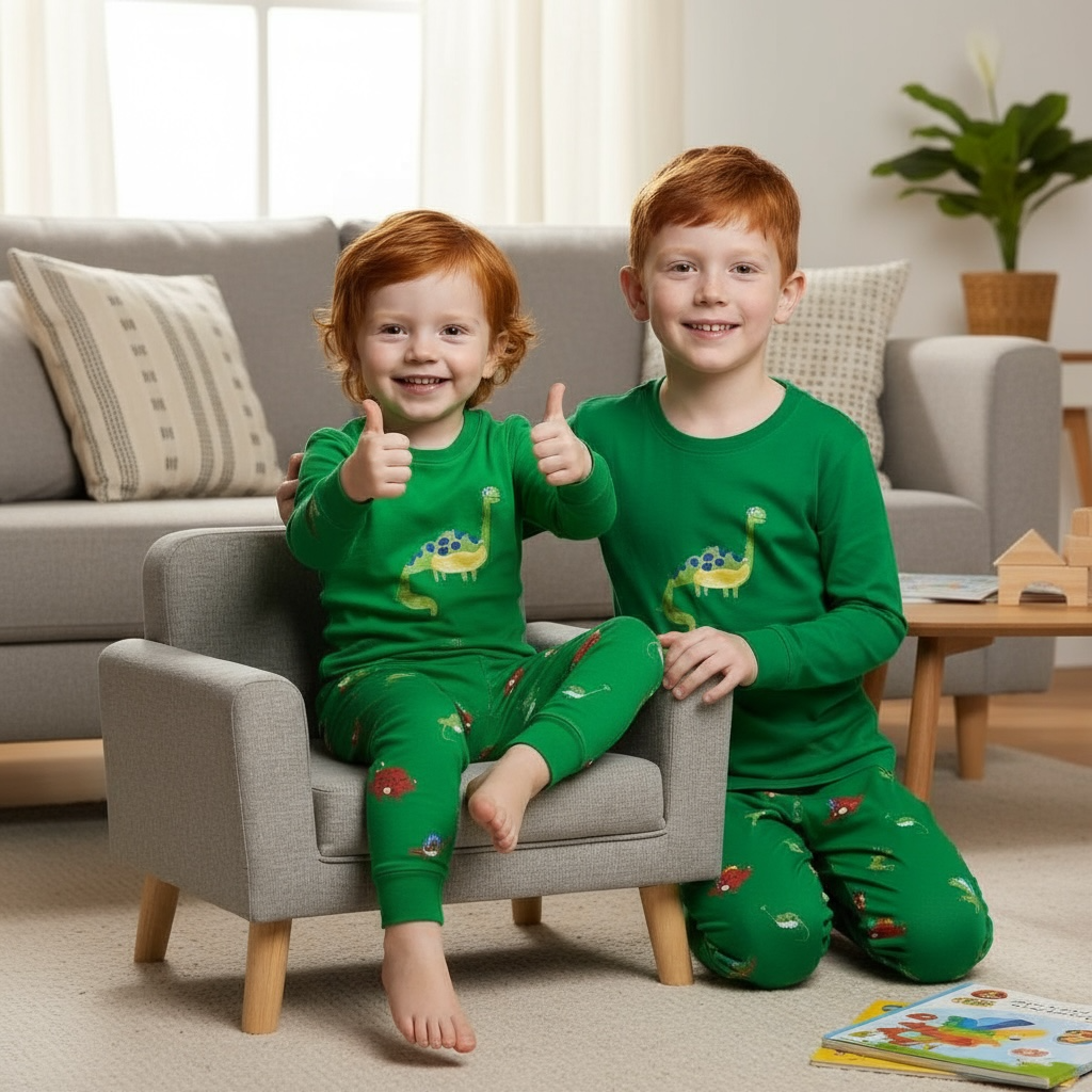 Children's 100% Cotton knitted Long sleeve Pyjamas set