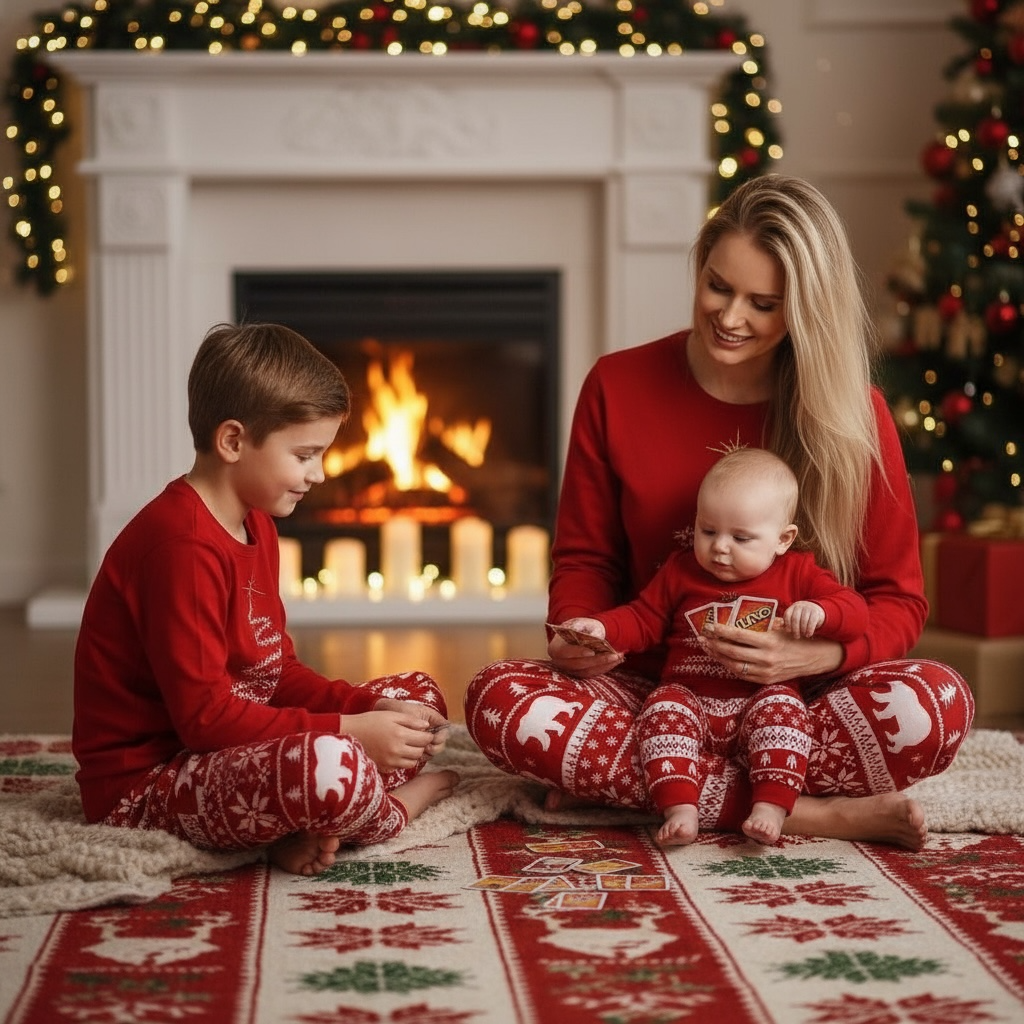 Red Family Matching Christmas Pyjamas set