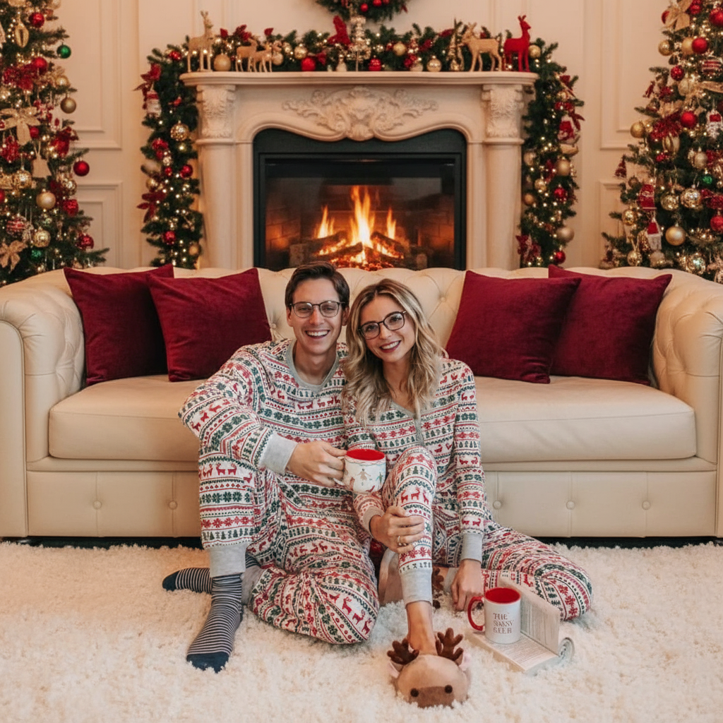 White Nordic Style Christmas Pyjamas Set