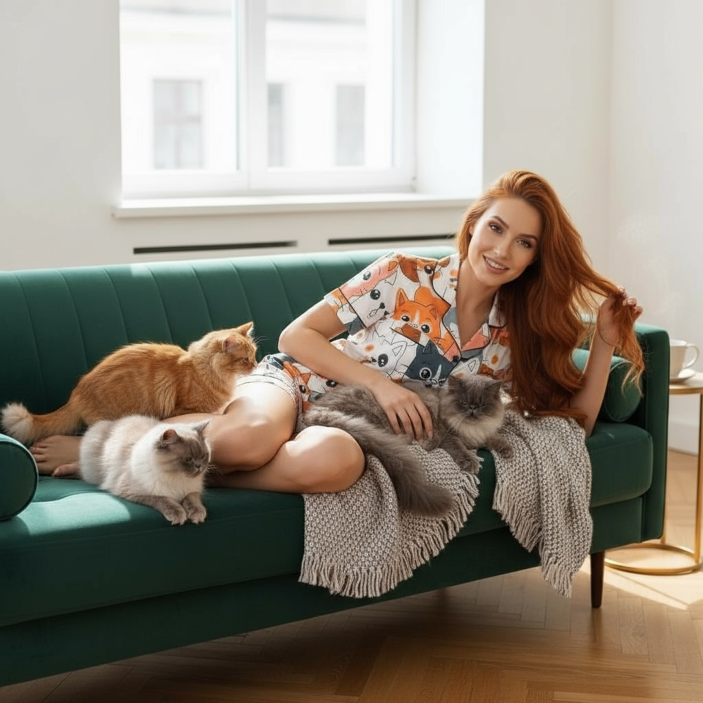 Kitten Patterned Pyjamas set