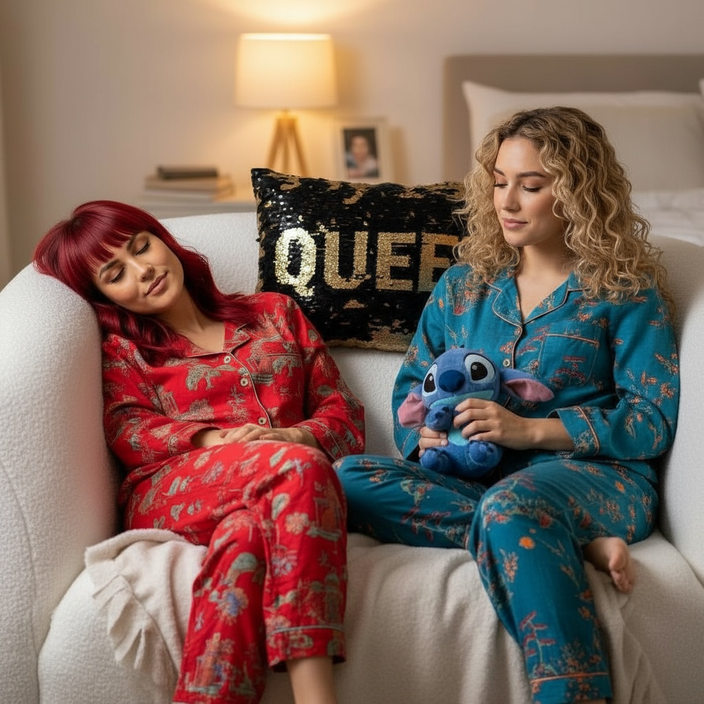 Women's 100% Cotton Oriental Floral Pyjama Set.