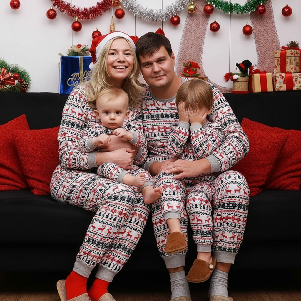 White Nordic Style Christmas Pyjamas Set