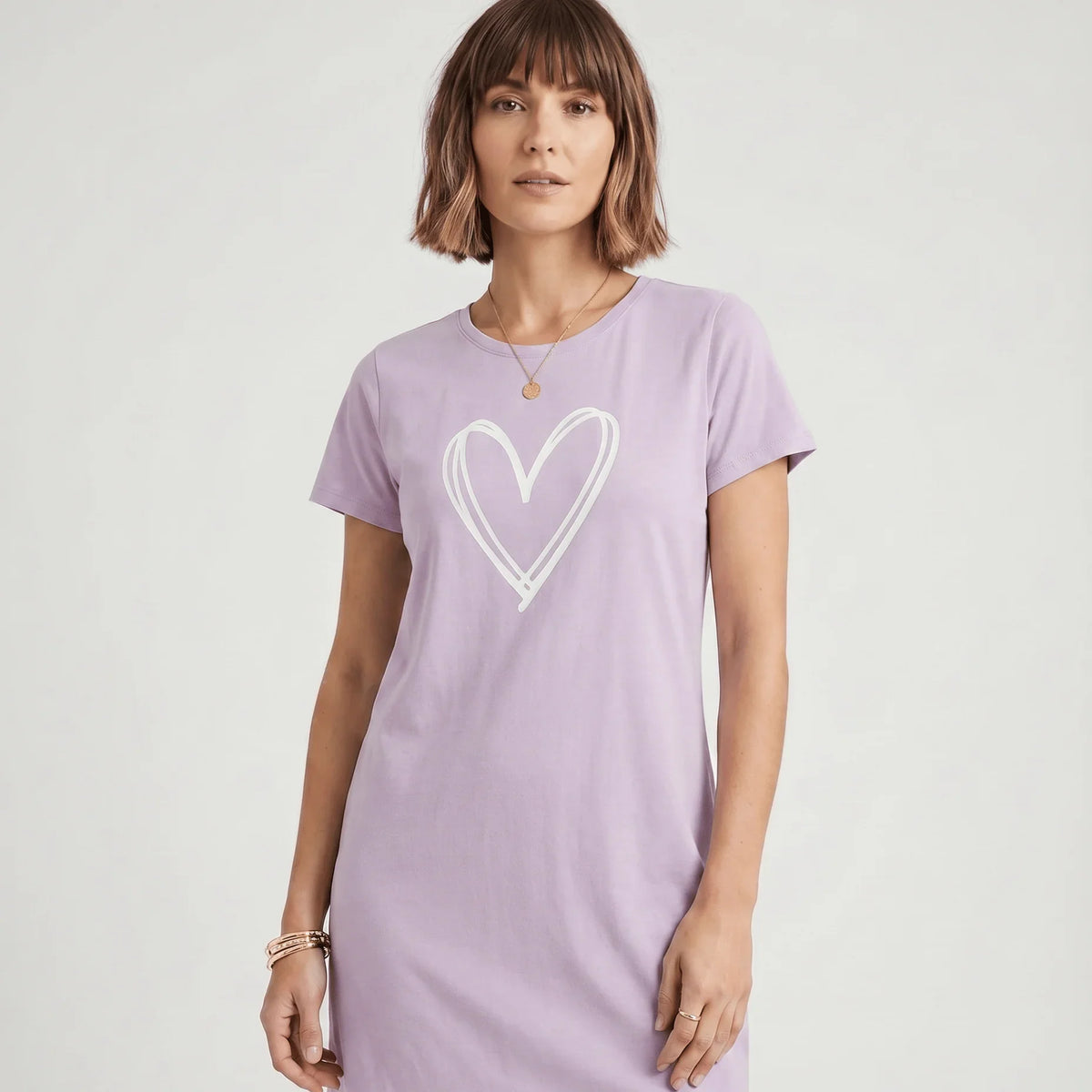 Night Owl Pyjamas Love Heart Cooling Nightdress – Lightweight Nightgown Women’s Lightweight Heart Print Nightdress | Night Owl