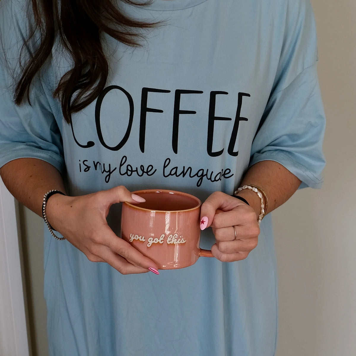 Night Owl Pyjamas Slow Coffee Morning Women's Nightdress Women’s Coffee Slogan Nightdress | Night Owl