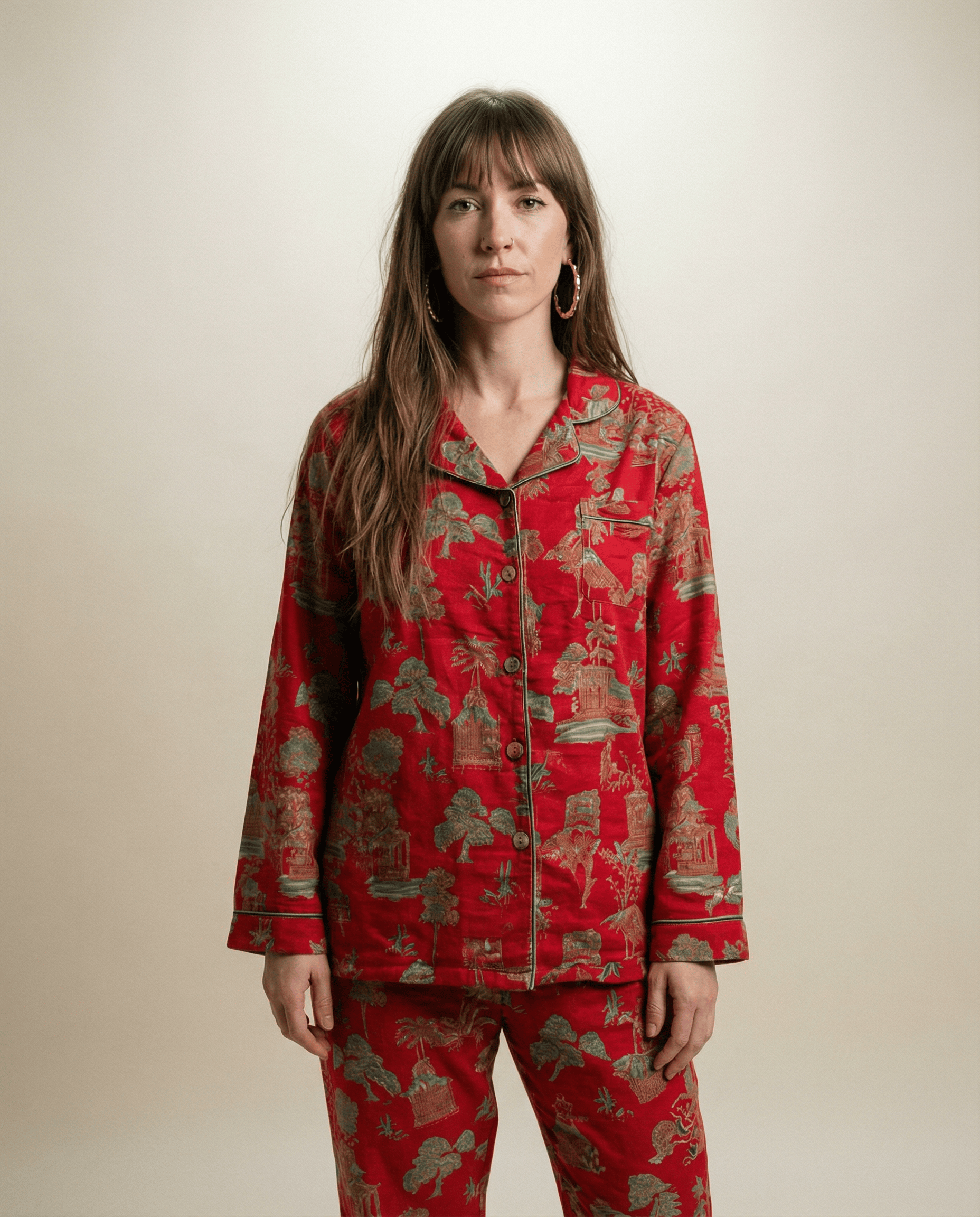 Night Owl Pyjamas The Lazy Girl Oriental Bloom 100% Soft Cotton Pyjama Set The Lazy Girl Oriental Bloom 100% Soft Cotton Pyjama Set