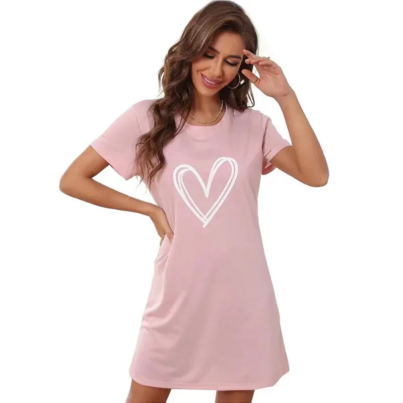 Night Owl Pyjamas The No Plans Tonight "Love Heart" Cooling Nightdress The No Plans Tonight "Love Heart" Cooling Nightdress