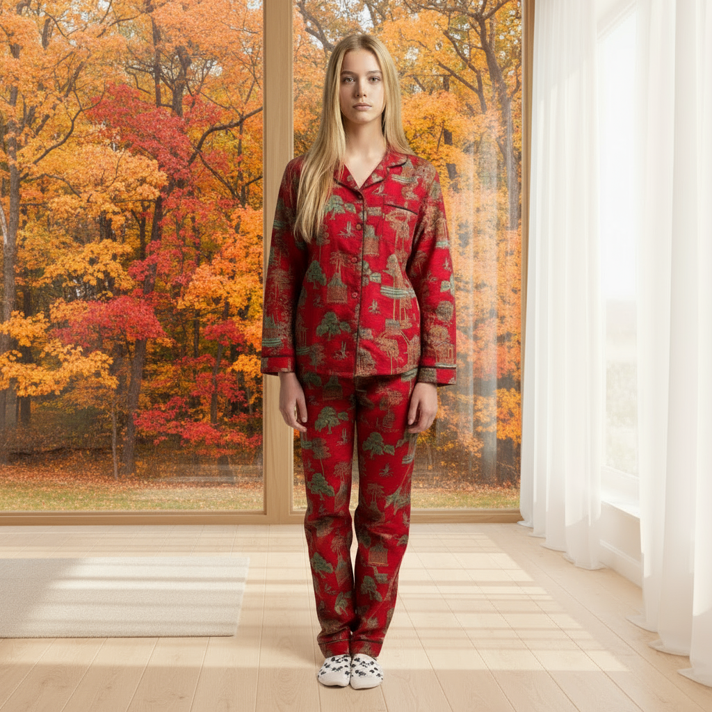 Women's 100% Cotton Oriental Floral Pyjama Set.