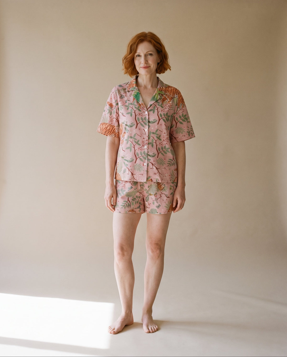 Wild Tiger women’s 100% viscose short pyjamas in Pink, front view