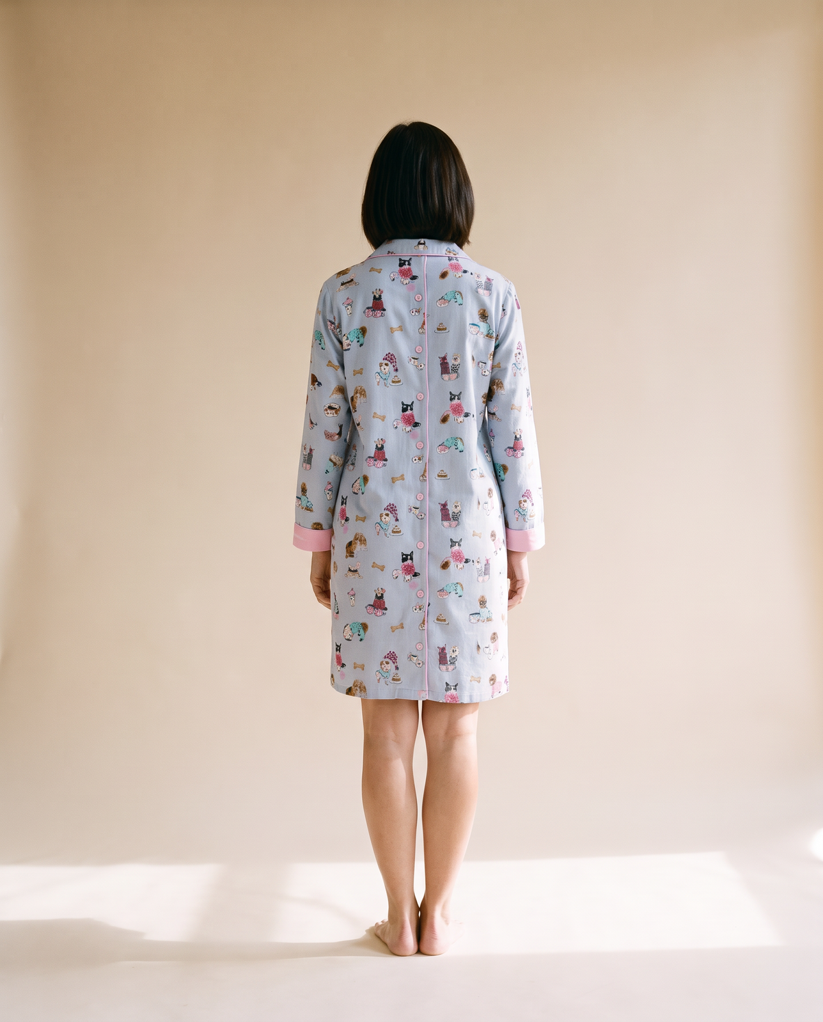 Brushed cotton Pick a Print nightdress, back view