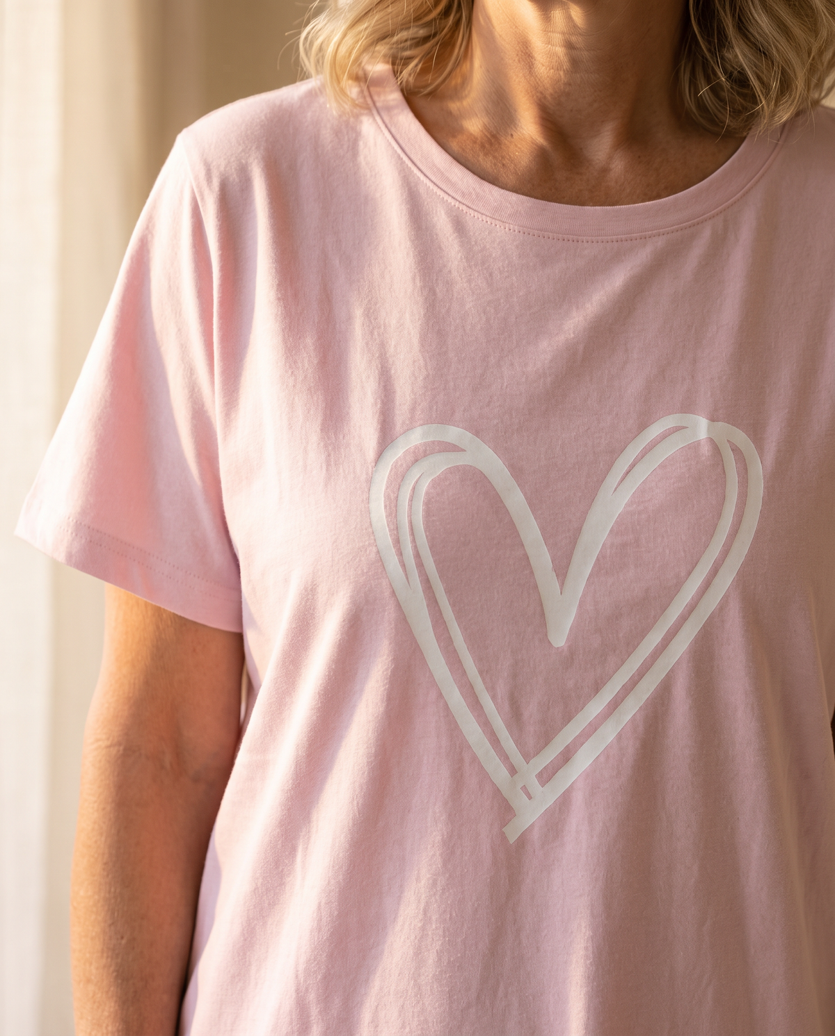 Big Hearts lightweight nightdress, close-up of the heart print