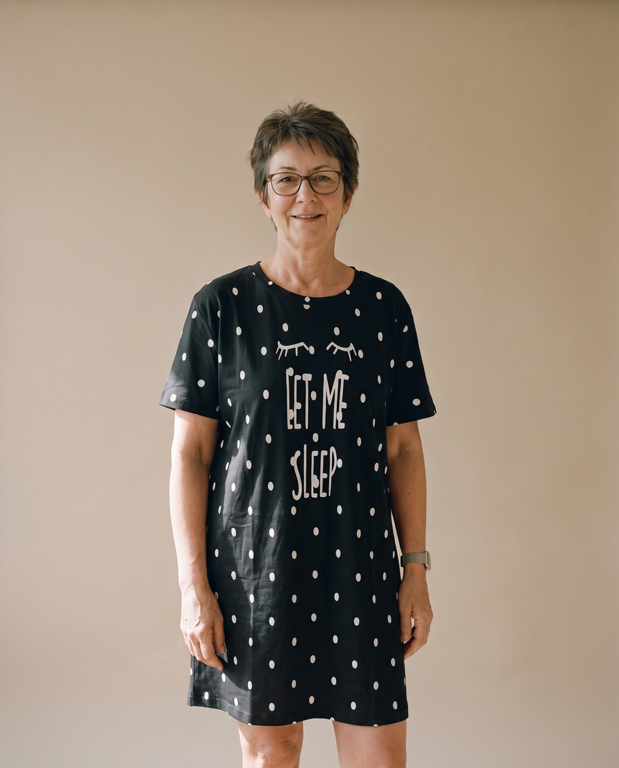 Let Me Sleep Women’s Lightweight Nightdress in Black, front view