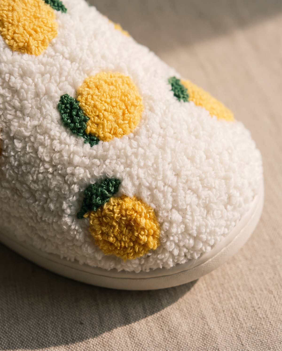 The Lemon Drop Slippers, close-up detail