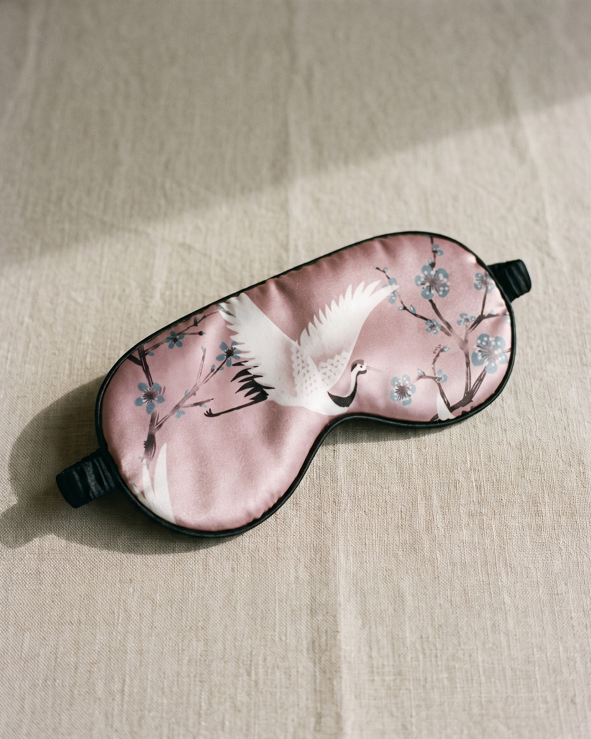 The Sakura Satin Eye Mask in Pink, front view